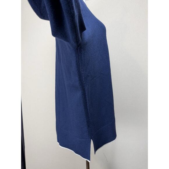 Ann Taylor Women's Sz XXL Sweater Tunic Navy Blue Boat Neckline White Trim - Picture 5 of 13